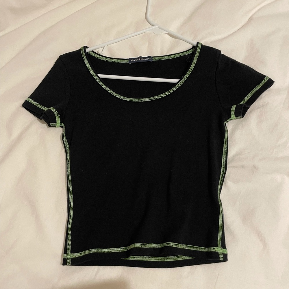 Brandy Melville Black Top with Green Trim